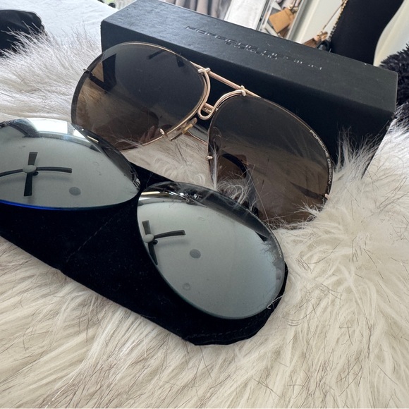 Authentic Porsche Design Aviator Sunglasses with Case. P8478 Sz 69 - Picture 2 of 14